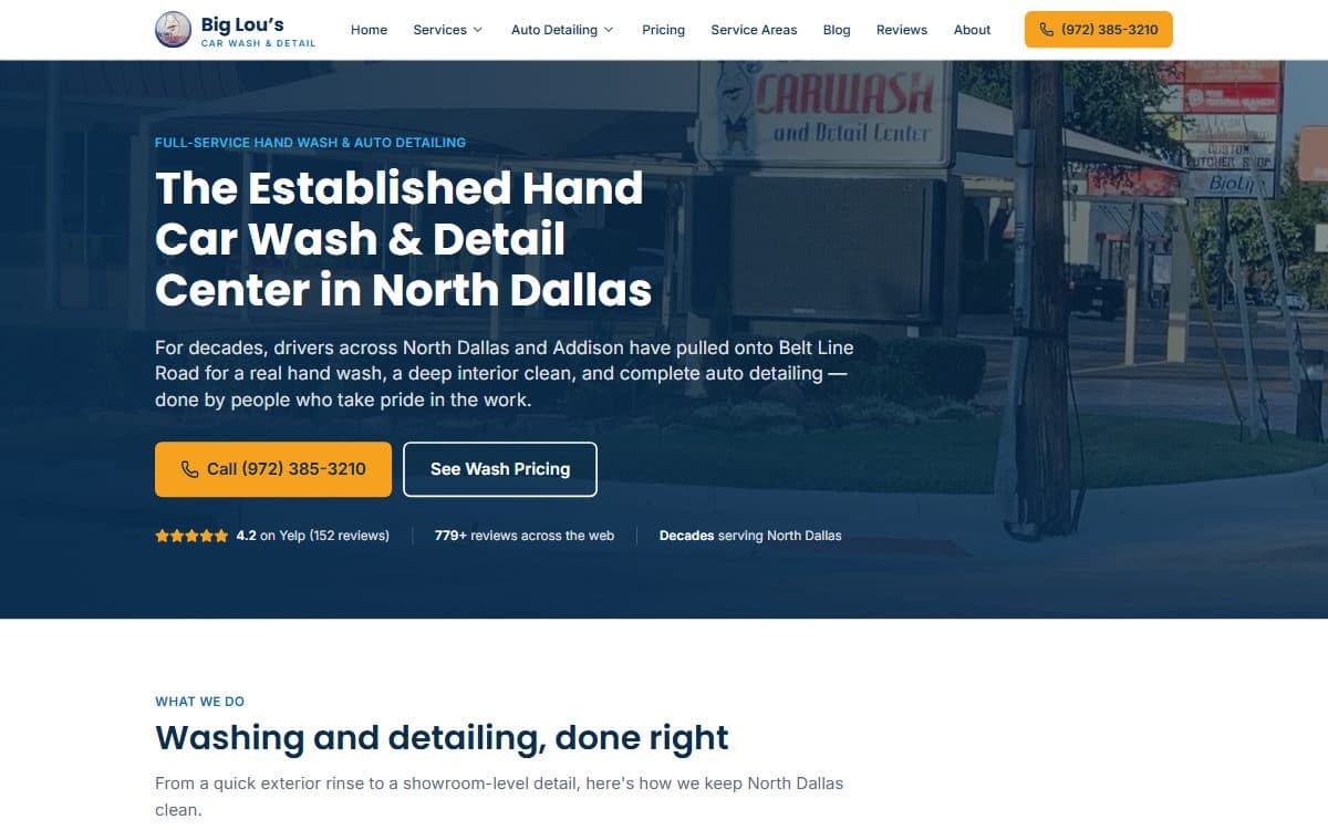Big Lou's Car Wash homepage