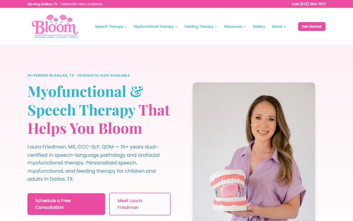 Bloom Myofunctional & Speech Therapy homepage