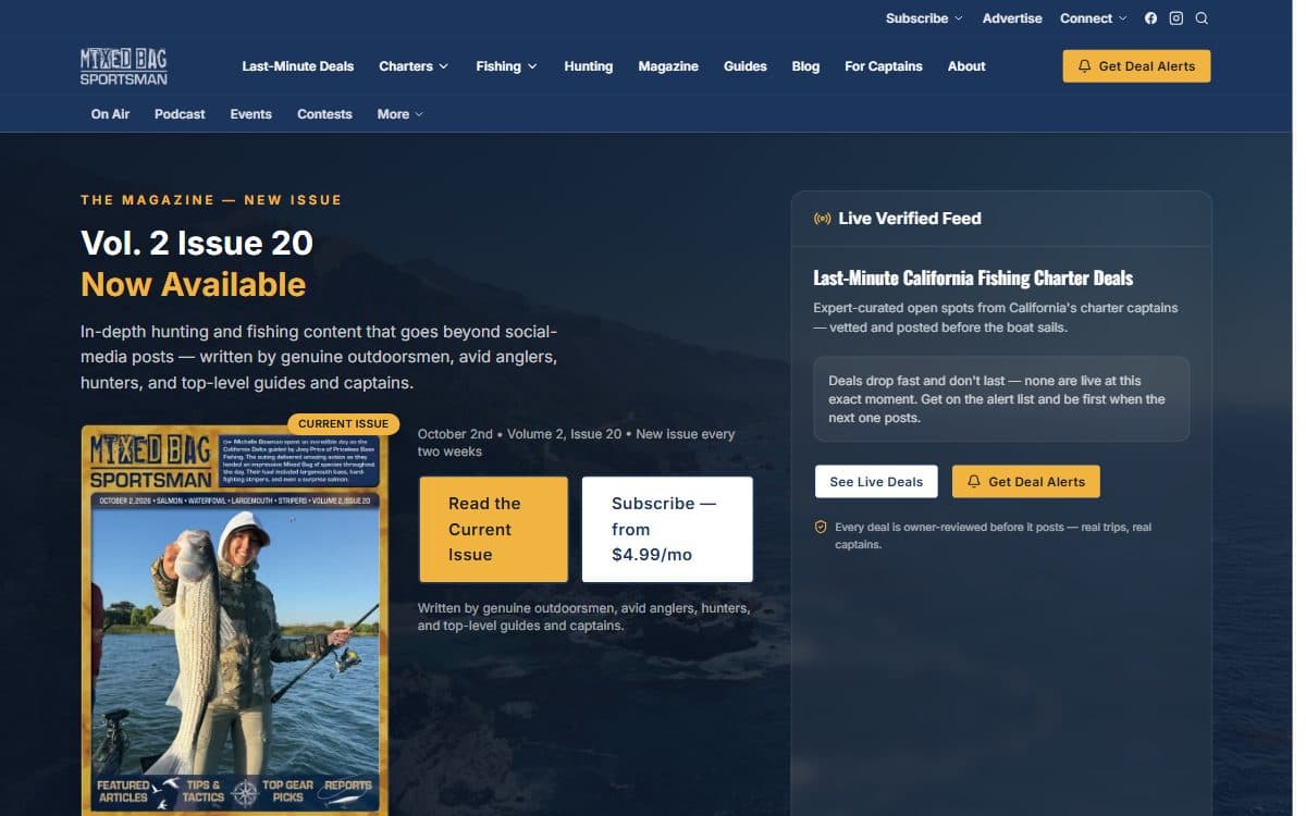 Mixed Bag Sportsman website homepage